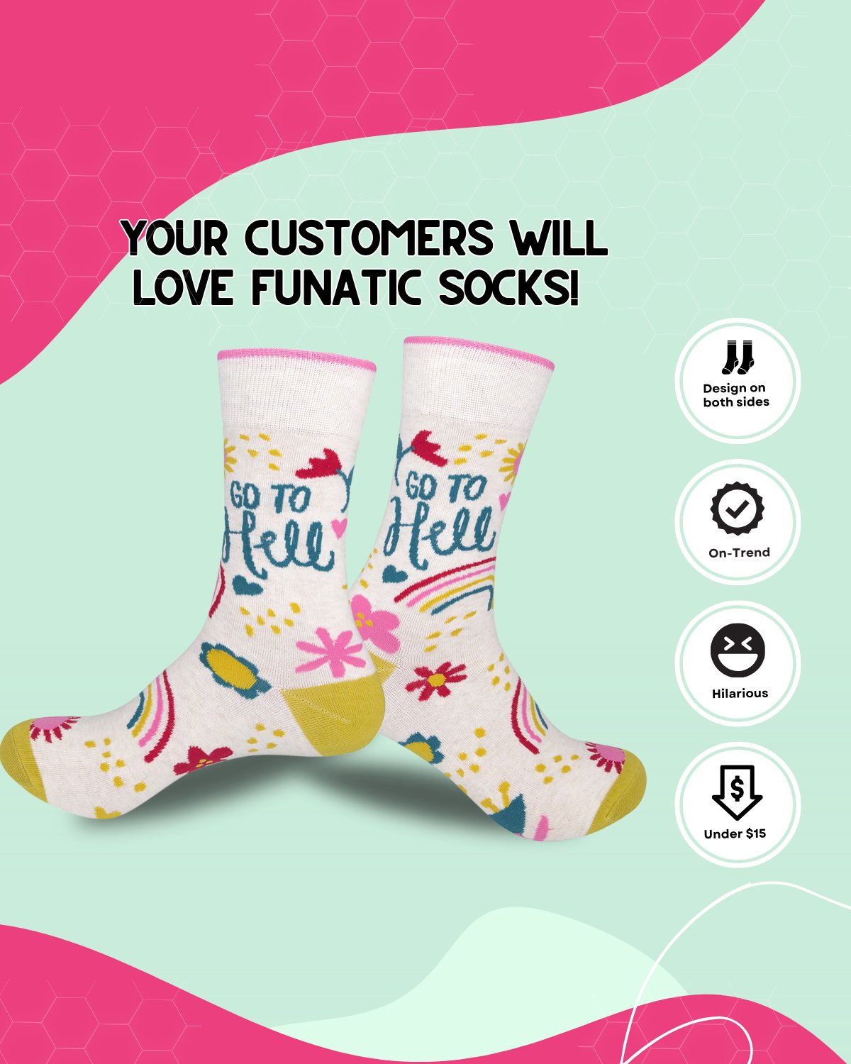 Go to Hell Socks | Curse Word Socks | Funny Unisex Socks - HER Home Design Boutique
